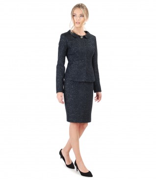 Office woman suit with skirt and cotton loop jacket