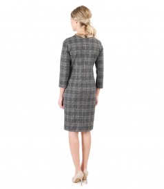 Plaid dress made of elastic fabric with collarette