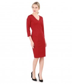 Elastic jersey dress with V decolletage