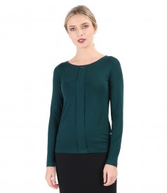 Elastic jersey blouse with fold and crystals