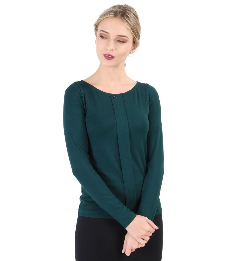 Elastic jersey blouse with fold and crystals