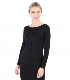 Elastic jersey blouse with fold and crystals