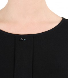 Elastic jersey blouse with fold and crystals