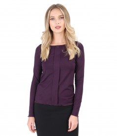 Elastic jersey blouse with fold and crystals