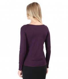 Elastic jersey blouse with fold and crystals