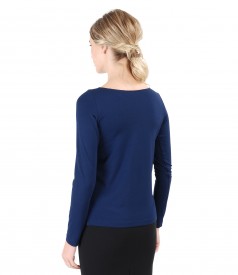 Elastic jersey blouse with fold and crystals