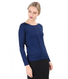 Elastic jersey blouse with fold and crystals