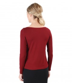 Elastic jersey blouse with fold and crystals