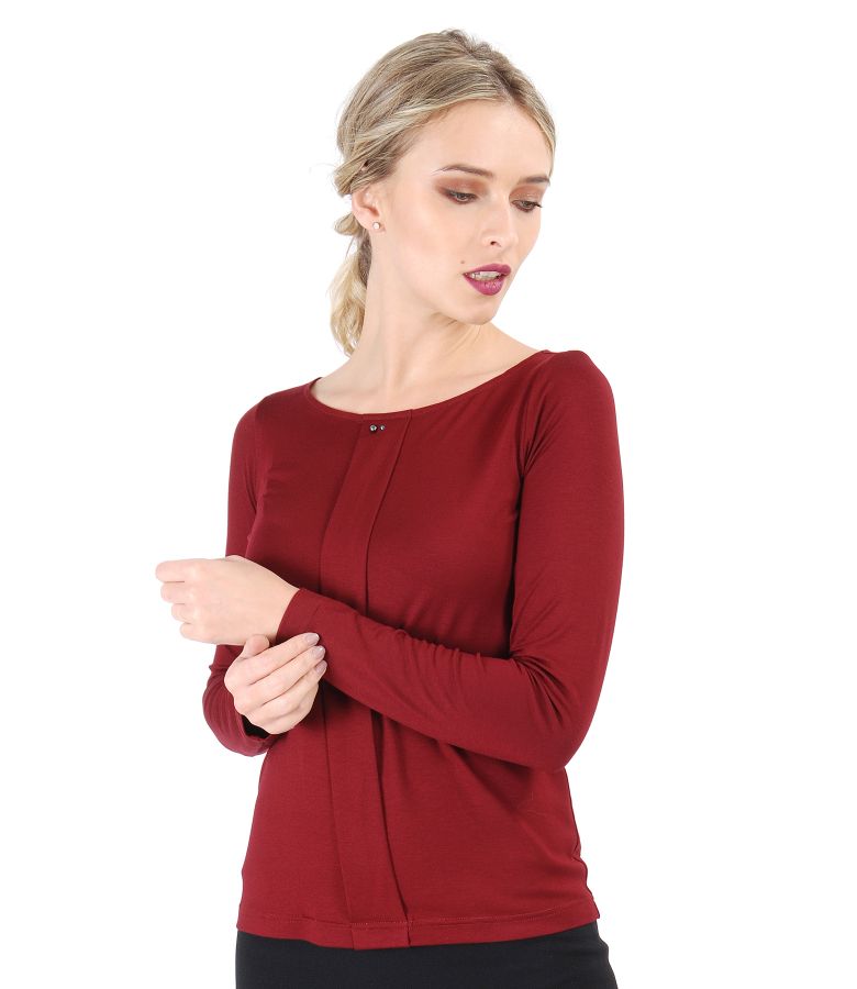 Elastic jersey blouse with fold and crystals