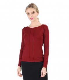 Elastic jersey blouse with fold and crystals