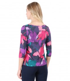 Jersey blouse with floral print