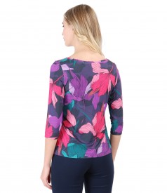 Jersey blouse with floral print