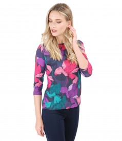 Jersey blouse with floral print