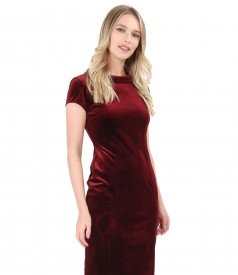 Elastic velvet dress with crystals