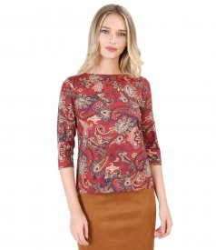 Jersey blouse with floral print