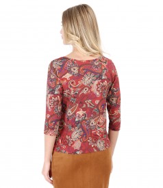 Jersey blouse with floral print