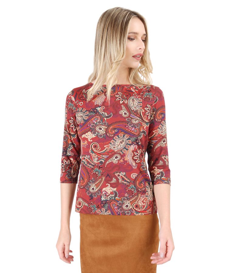 Jersey blouse with floral print