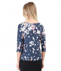 Jersey blouse with floral print