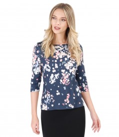 Jersey blouse with floral print