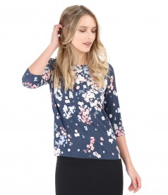 Jersey blouse with floral print