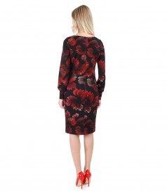 Dress with long sleeves with floral print