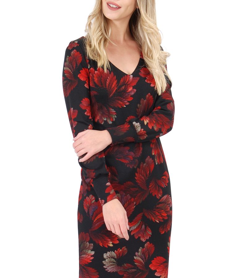 Dress with long sleeves with floral print