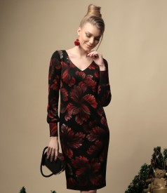 Dress with long sleeves with floral print