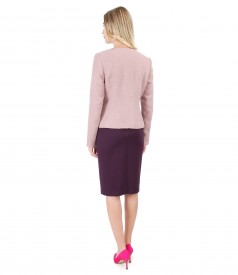 Office outfit with loop jacket and elastic jersey dress