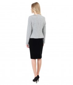 Loop jacket with velvet skirt