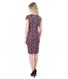 Elastic jersey midi dress with floral print
