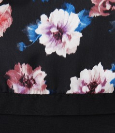 Blouse with floral printed veil