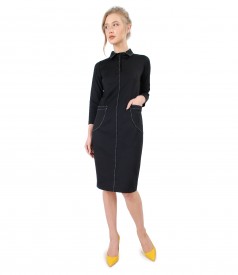 Elastic jersey dress with pockets