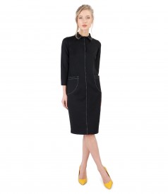 Elastic jersey dress with pockets