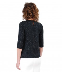 Elastic jersey blouse with bow on decolletage