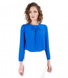 Blouse with folds on decolletage embellished with crystals