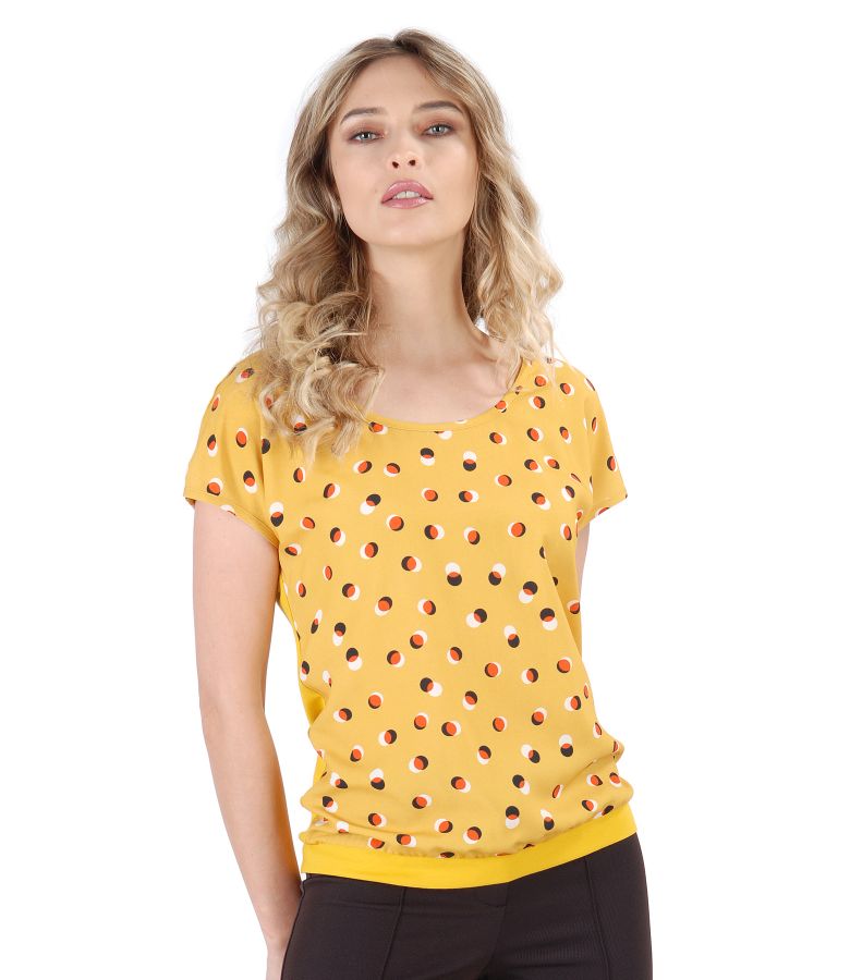 Blouse with viscose front printed with dots