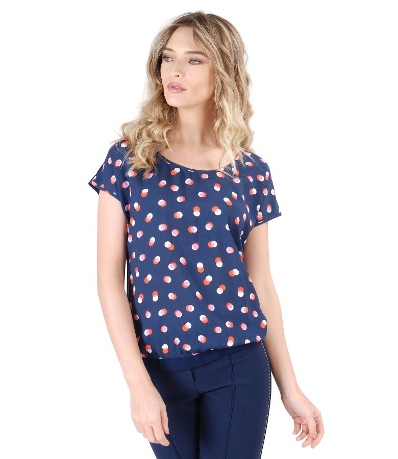 Blouse with viscose front printed with dots