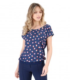 Blouse with viscose front printed with dots