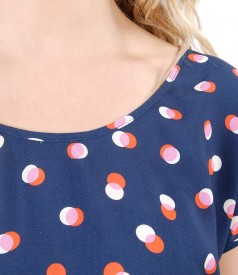 Blouse with viscose front printed with dots