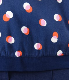 Blouse with viscose front printed with dots