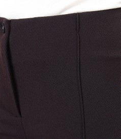 Office pants made of textured fabric with sewn stripe