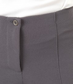 Office pants made of textured fabric with sewn stripe