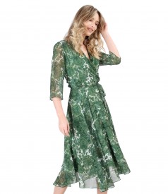 Printed veil elegant dress