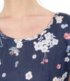 Blouse veil front with floral print