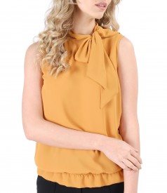 Blouse without sleeves and scarf collar