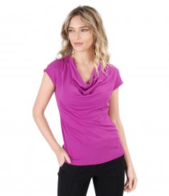 Elastic jersey blouse with folds