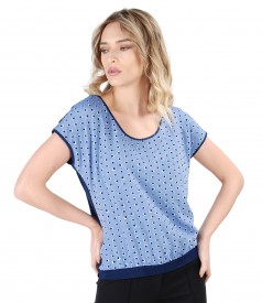 Blouse with viscose front printed with dots