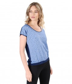 Blouse with viscose front printed with dots