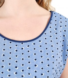 Blouse with viscose front printed with dots