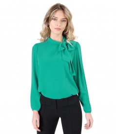 Viscose blouse with scarf collar